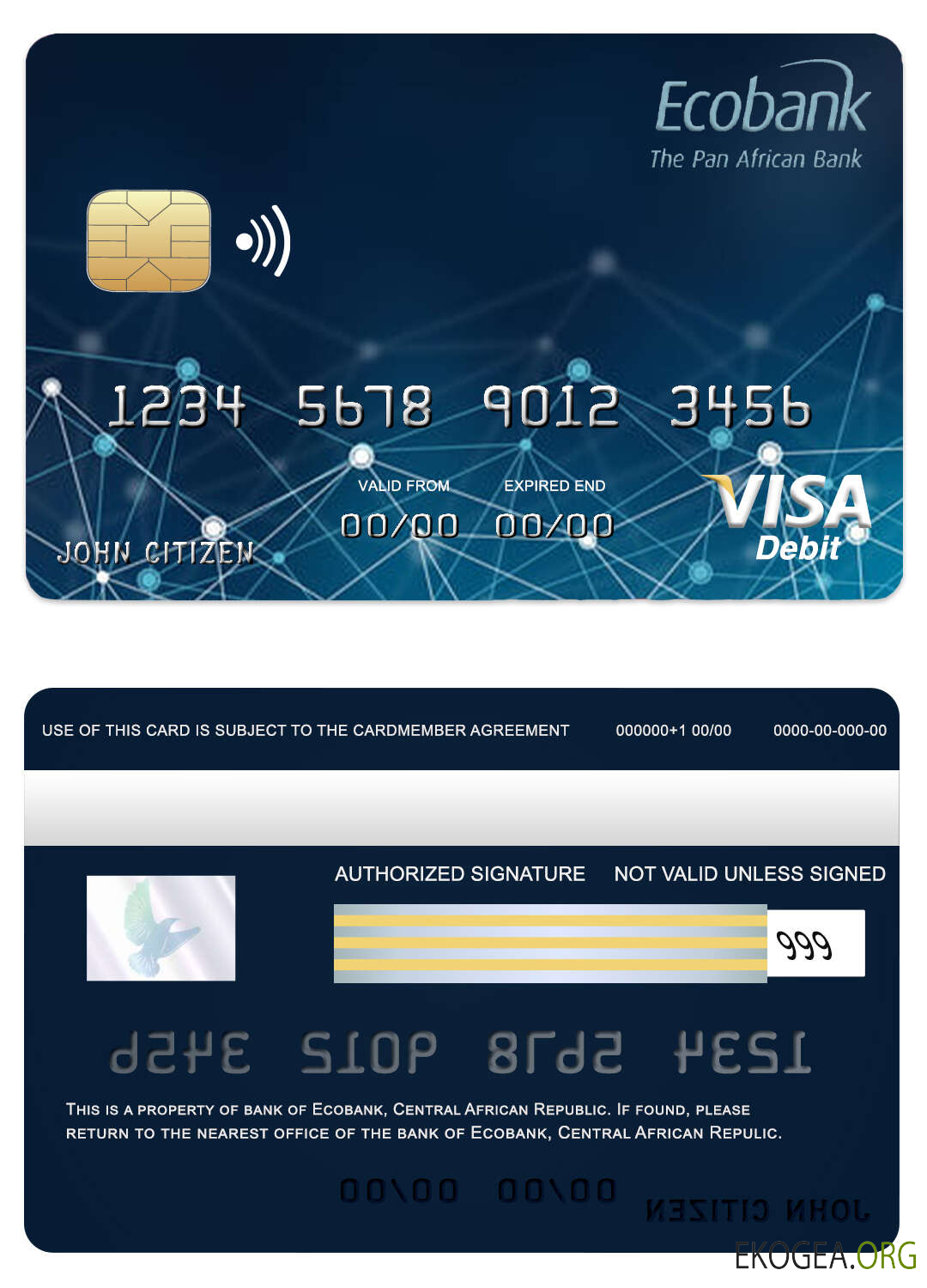 Carte visa bancaire Ecobank République Centrafricaine